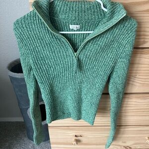 Green Ribbed Women's Sweater